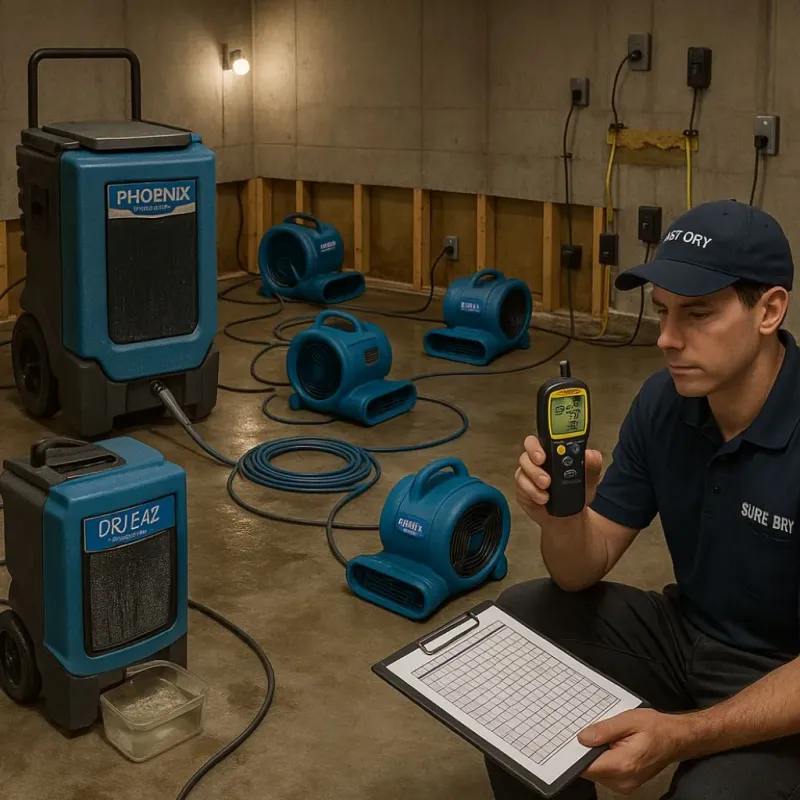 Structural Drying and Dehumidification process in Seelyville, IN